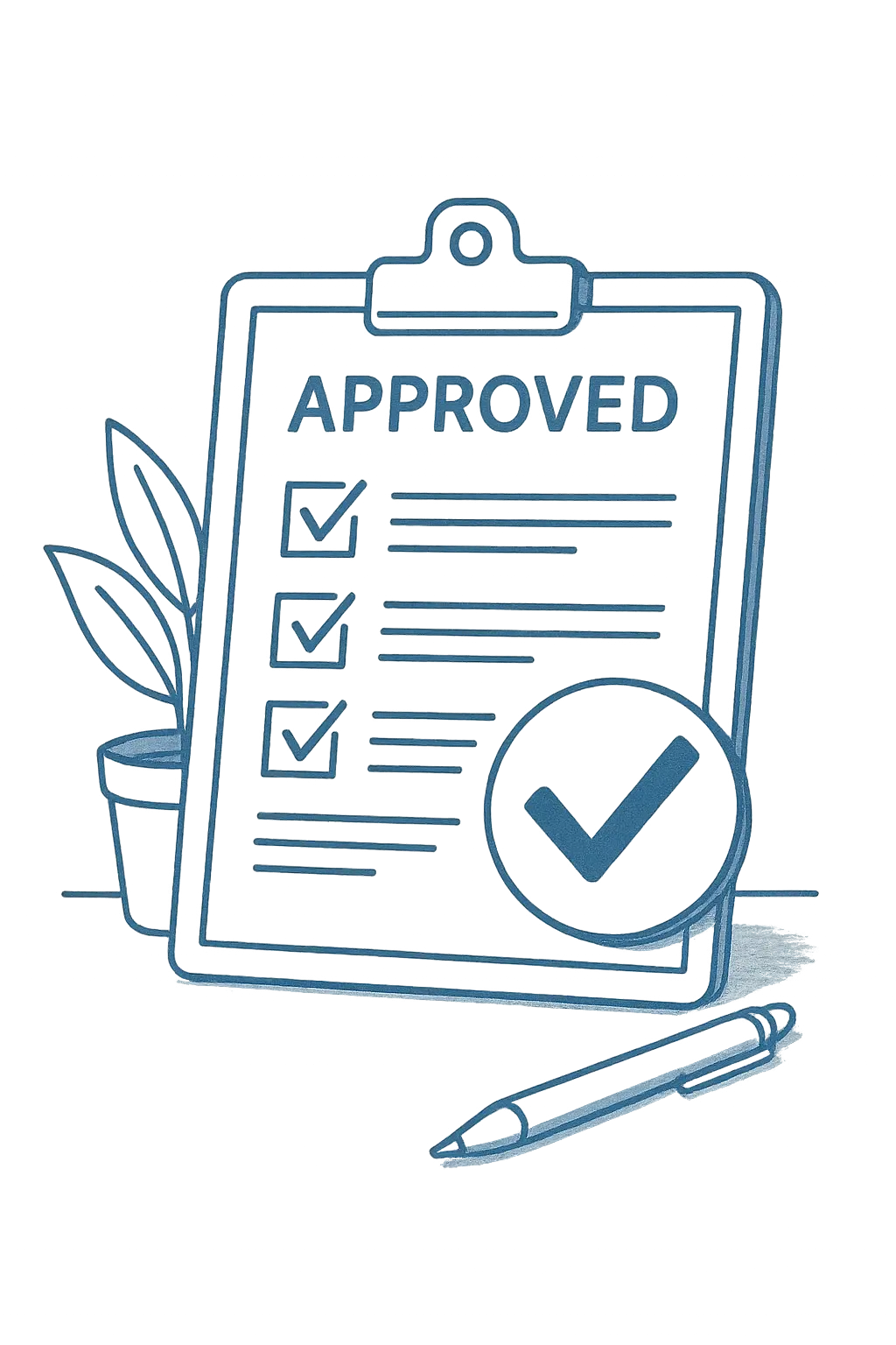 approval on a clipboard signifying getting started