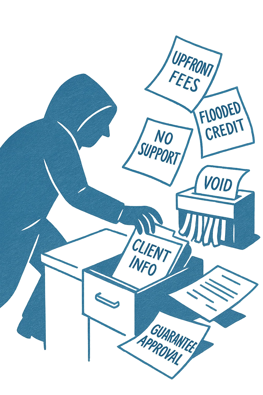 Silhouette of a broker up to shady tricks