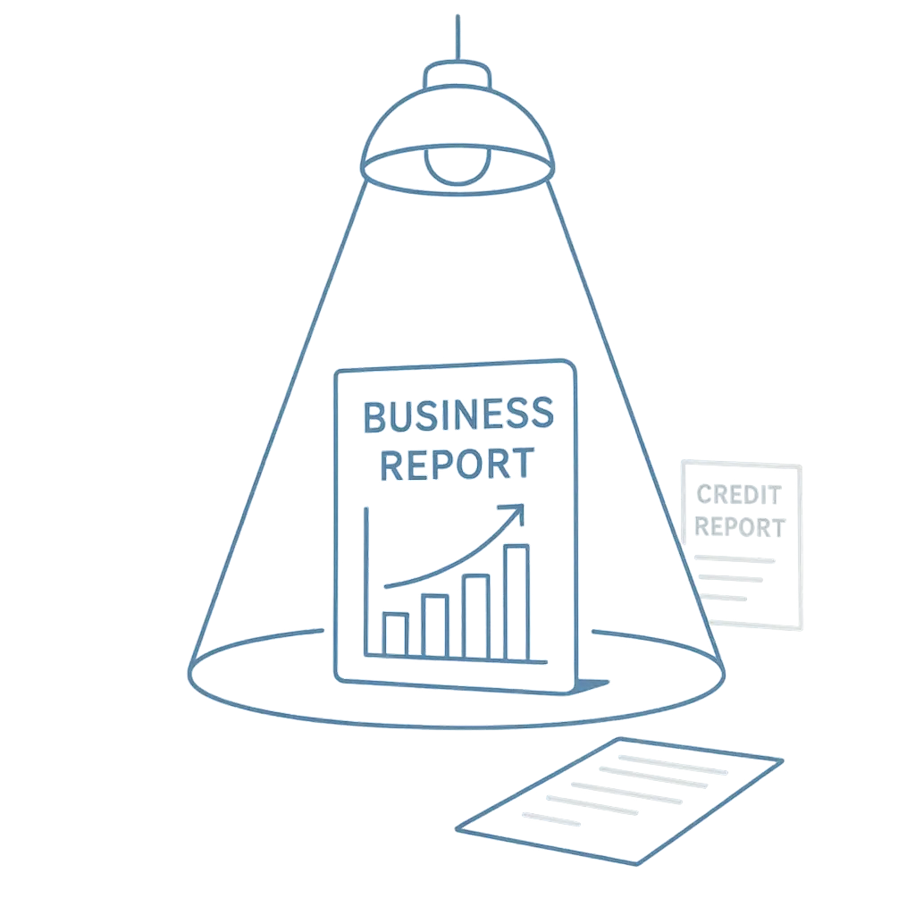 a business report is highlighted while a credit report is ignored