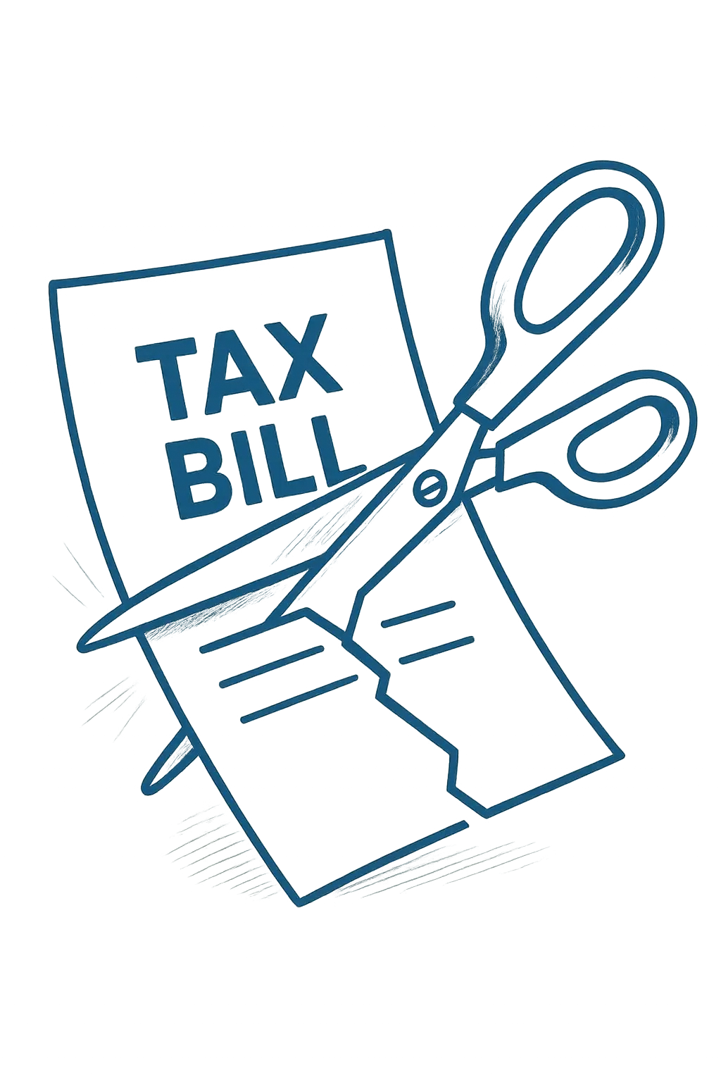 scissors cutting a tax bill