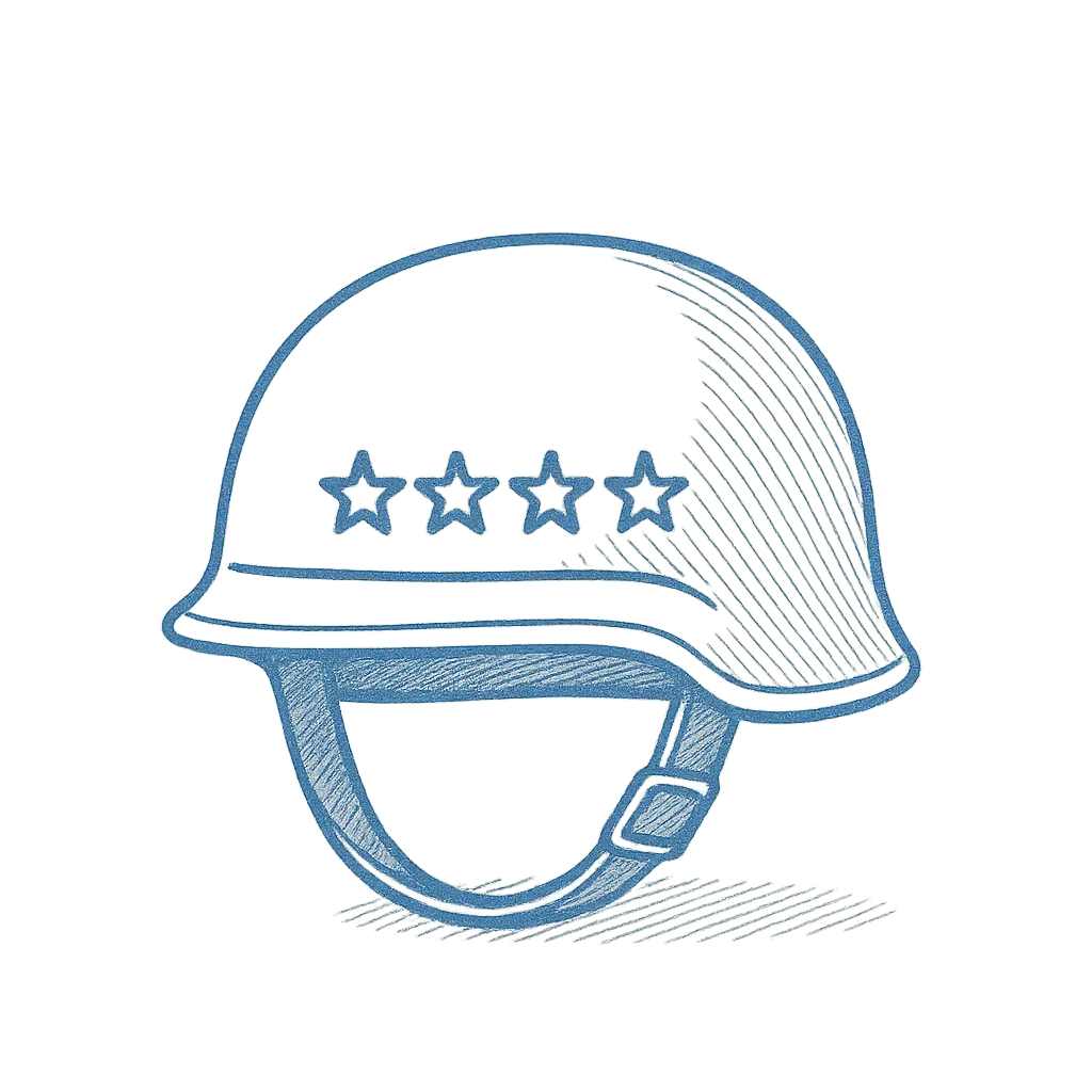 4 star military helmet signifying experience