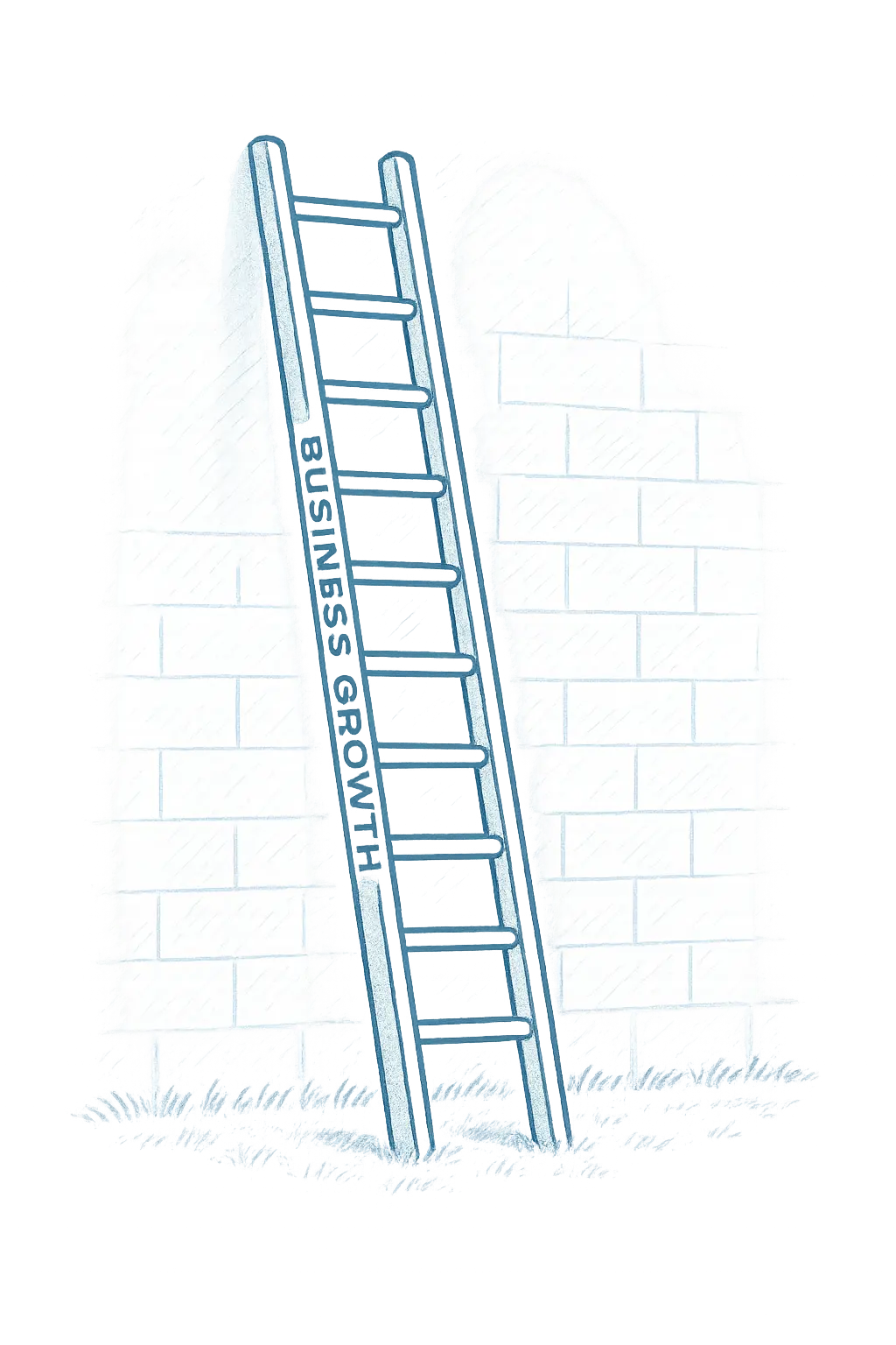 a ladder labelled business growth