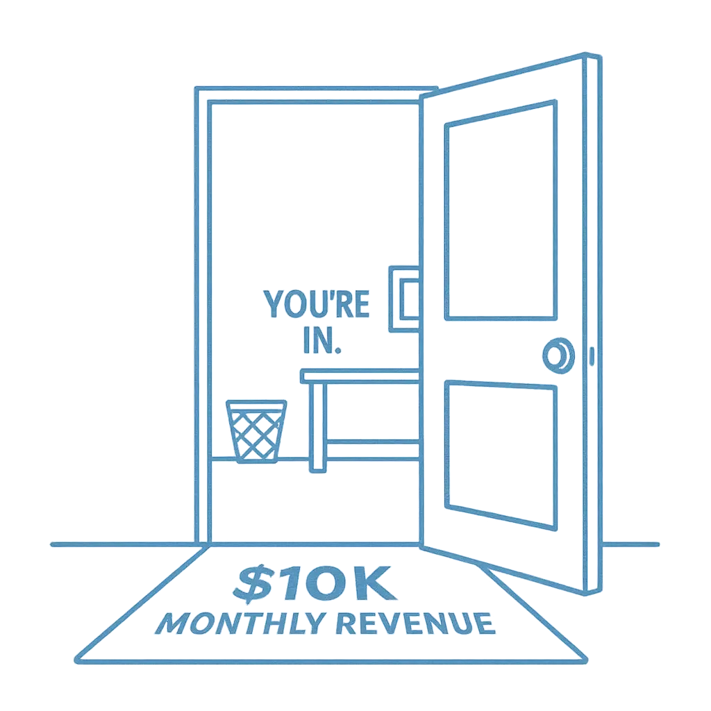 An open door inviting customers with revenues to enter