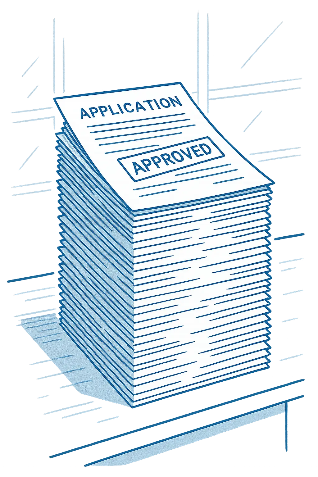 stacks of approvals indicating routine approval of small businesses