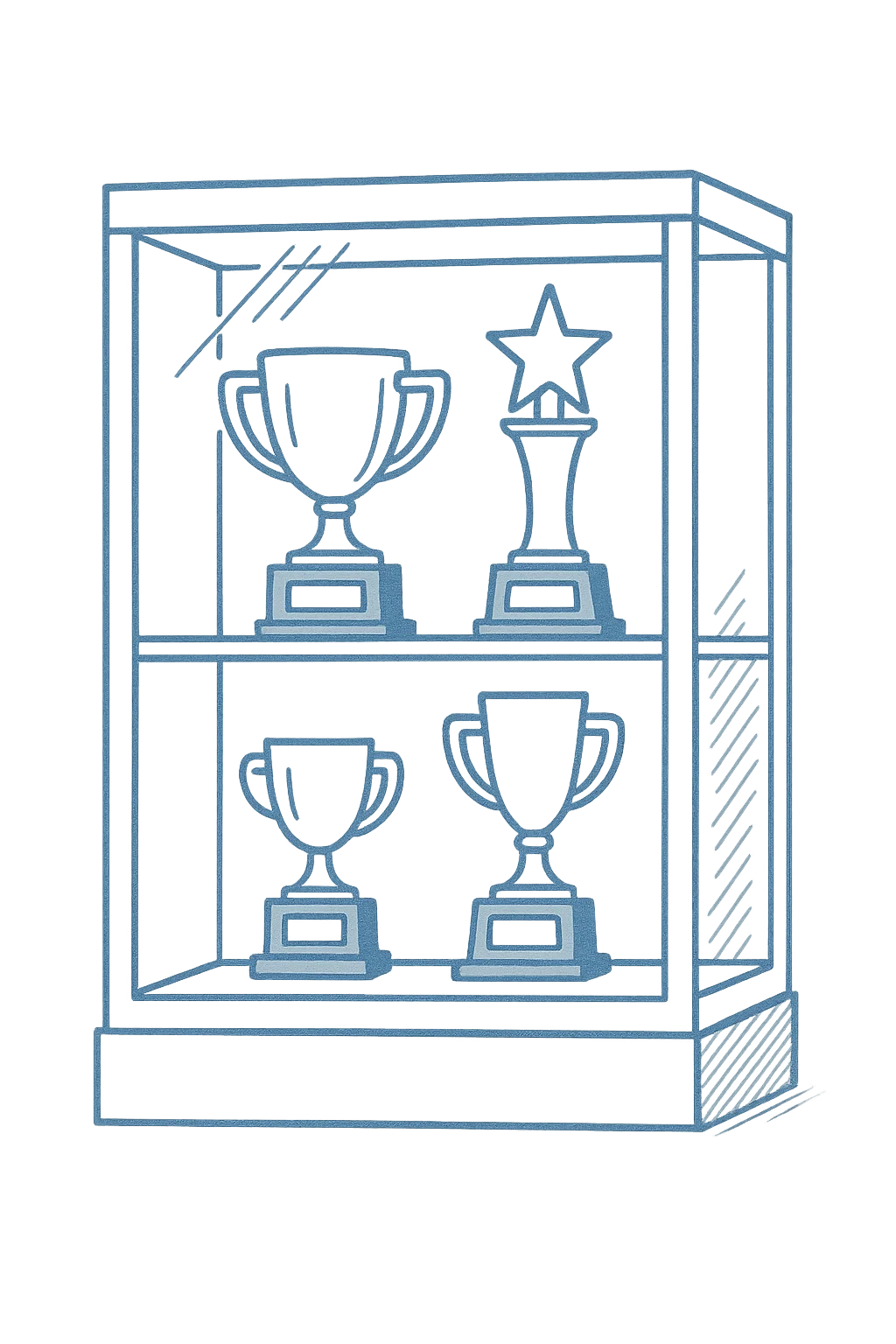 a trophy case indicating a winner